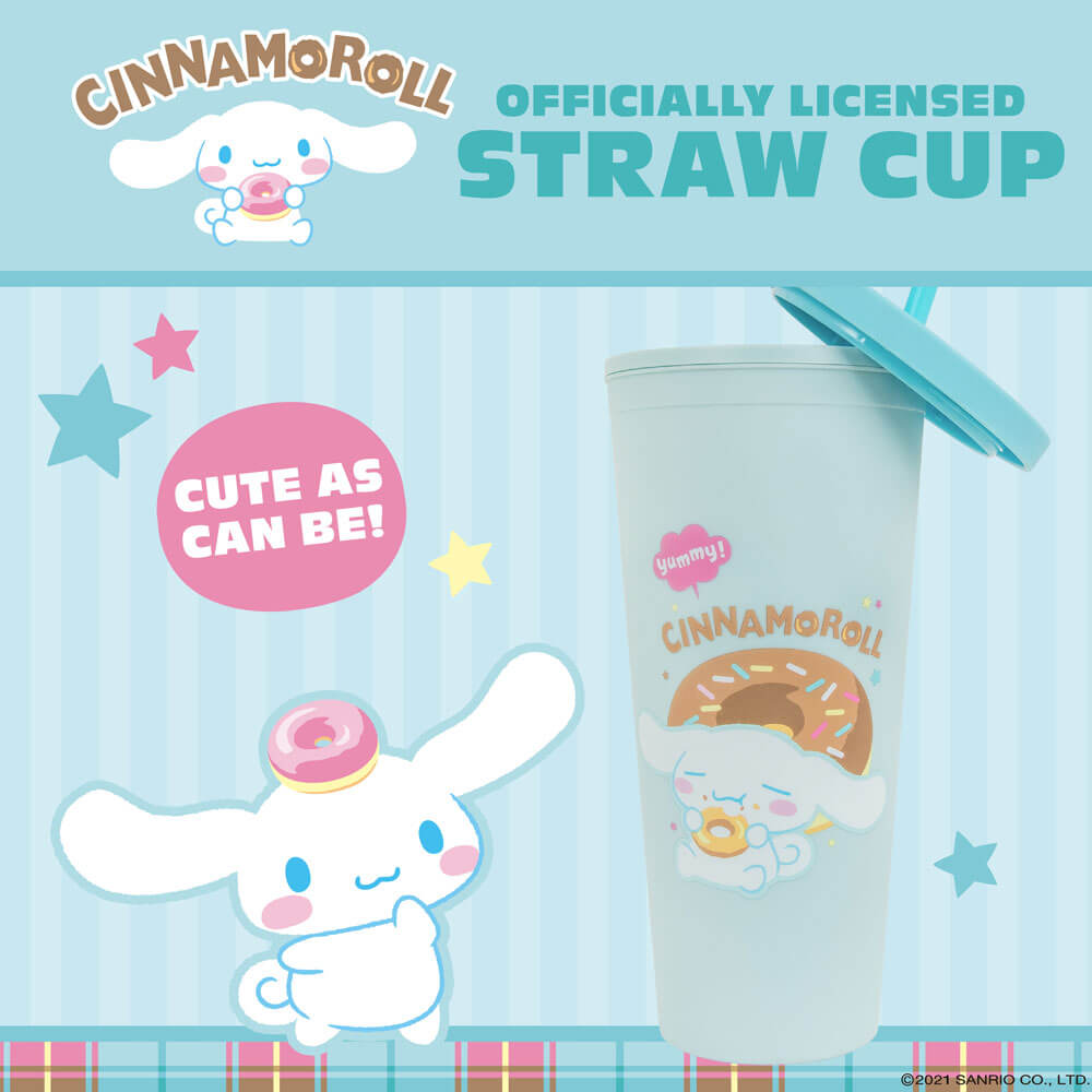 Hello Kitty & Friends - Cinnamoroll Cup with Straw 600ml | Drinkware| Kawaii