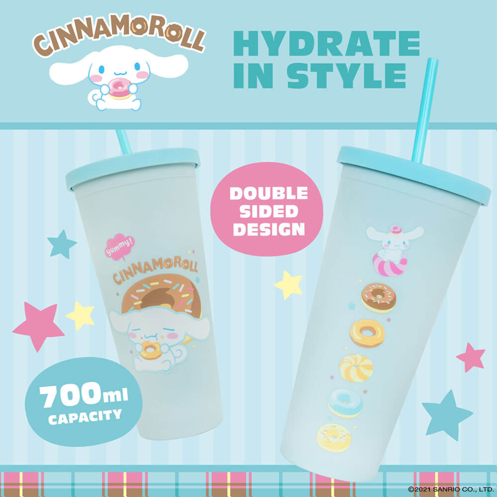 Hello Kitty & Friends - Cinnamoroll Cup with Straw 600ml | Drinkware| Kawaii
