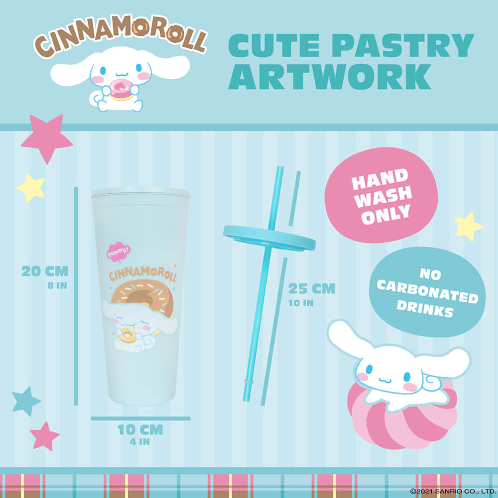 Hello Kitty & Friends - Cinnamoroll Cup with Straw 600ml | Drinkware| Kawaii